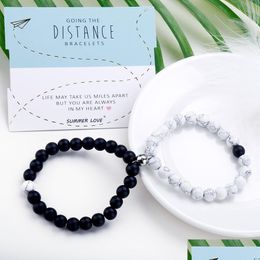 Chain Fashion Natural Stone Strands Bracelet For Lovers Distance Magnet Couple Bracelets Yoga Friendship Valentine Jewellery Gift Dh9Ma