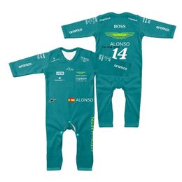 Rompers Spring and Autumn Baby Boys and Girls Racing Outdoor Extreme Sports Driver's Bodysuit 14 Driver Alonso Fan Clothing 230407
