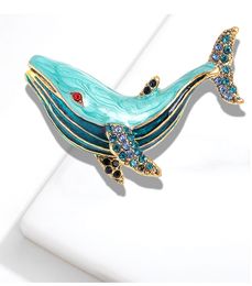 Creative Rhinestones Whale Brooch For Men Women Crystal Collar Brooch Suit Jacket Collar Pins Jewelry Accessories Gift