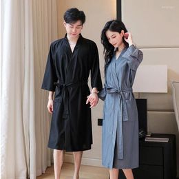 Women's Sleepwear El Bathrobe Thin Absorbent Sweat Steaming Pyjamas Men's And Home Service Couples Nightgown Summer Morning Robe