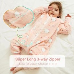 Sleeping Bags Toddler Sleeping Bag With Feet Baby Sleepsack Winter Cartoon Animal Pyjamas Baby Onesie Jumpsuit Thick Sleeping Clothes 231108