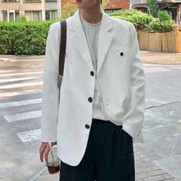 Men's Suits 2023 Men Blazer Solid Colour Lapel Long Sleeve Button Autumn Casual Streetwear Korean Fashion Male Thin Coats S-5XL