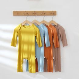 Rompers Spring Baby Bodysuit Modular Baby Boys and Girls Clothing Cotton Long Sleeve Baby Bodysuit Solid Zipper Baby Clothing 230408