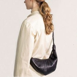 Leather bag made of sheepskin a niche texture Lemaire cow horn and song bag French fashion dumplings bag genuine cross body chest and waist bag