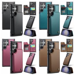 S24 CaseMe Card Pack PU Leather Cases For Samsung S23 FE S22 Plus S21 A13 A14 A23 A24 A33 A34 A53 A54 Note 20 Ultra Google Pixel 8 Pro ID Slot Holder Wallet Phone Back Cover