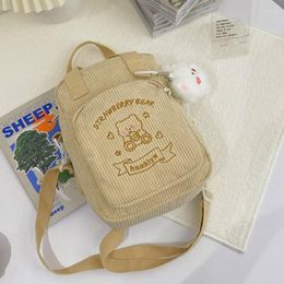 Evening Bags Women Corduroy Crossbody Cute Bear Transparent Design Canvas Zipper Shoulder Messenger Bag Phone Money Handbags For Girls