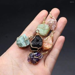 Pendant Necklaces Natural Stone Pendants Irregular Gold Color Wire Wrap Minerals For Charms Jewelry Making Diy Women Necklace Earrings Gifts