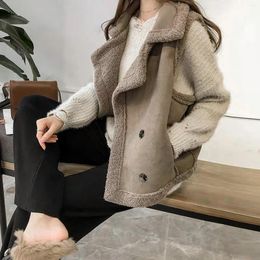 Women's Vests Women Autumn Winter Coat Lamb Wool Sheepskin Tops Fur Thickened Jacket Female Warm Oversized Streetwear Plus Size