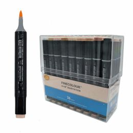 Markers FINECOLOUR12/24/36 Colorful Double Head Mark Sketching Skin Tone Artist Used for Brush Painting Mark Set School Supplies 230408