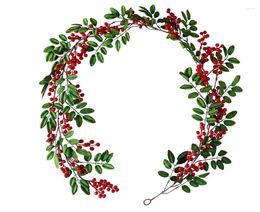 Decorative Flowers Christmas Garland Artificial Berry Plants Green Red Garden Decoration Home Accessories Po Props 2Pcs