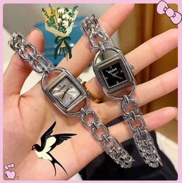 Three Stiches Women Small Square Dial Watch Simple Skeleton Clock Woman Stainless Steel Hollow Strap Quartz Movement Business Watches montre de luxe Gifts