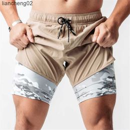 Men's Shorts 2022 Camo Running Shorts Men 2 In 1 Double-deck Quick Dry GYM Sport Shorts Fitness Jogging Workout Shorts Men Sports Short Pants W0408