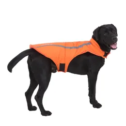 Dogs Clothes Waterproof VestDog Jacket with Leash, Pet Coat for Hiking Water Resistant Reflective Sweater for Small Medium Large,Orange