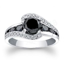 Personality Silver Color Black Stone Women Wedding Ring Crystal Zircon Delicate Gift Top Quality Female Classic Jewelry