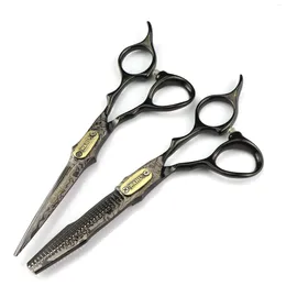 6.0 Inch FJ-21 Personality Black Damascus Hair Scissors