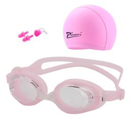 Swimming cap anti fog waterproof goggles earrings swimming pool equipment men's women's children's and adult sports diving glasses P230601 good