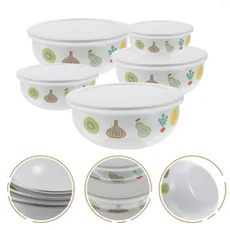 Dinnerware Sets Enamel Preservation Bowl Baby Containers Bowls Deepen Soup Lunch Box Household Lid Fruit