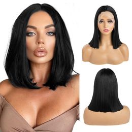 Lace Wigs Wig Headsets for Women's Split Front Lace T-shaped Rose Mh Simulation Wig