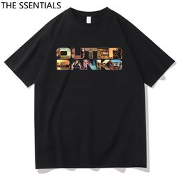 Mens TShirts Letter Print Outer Banks T Shirt Men Harajuku Aesthetic Graphic Pogue Life Tshirts Unisex John B JJ Maybank Cotton Tees Shirts 230407