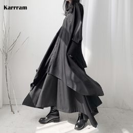 Yamamoto Karrram S Blouses 여성 셔츠 스타일 검은 셔츠 고딕 어두운 미학 불규칙 블라우스 일본 패션 디자이너 옷 오버리 고용 Tyle Hirt