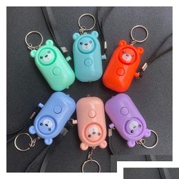 Keychains Lanyards Keychains Lanyards 6 Colours 130Db Bear Alarm Personal Led Flashlight Self Defence Keyrings Safety Security Alert Dhn3S