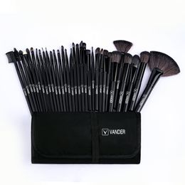 Makeup Tools 32pcs Black Makeup Brushes Natural Hair Professional Foundation Powder Eyeshadow Blush Makeup Brush Set With Case 230407