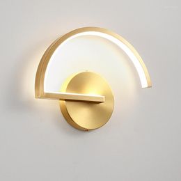 Wall Lamps Semicircle Lamp Led Nordic Modern Copper Lighting Fixture For Living Room Mirror Lights Sconce Bedroom Bathroom Decor