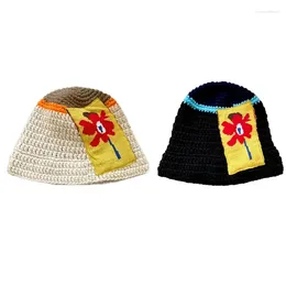 Berets Soft Personality Flower Pot Hat Fisherman Casual Knitted Bucket Fashion