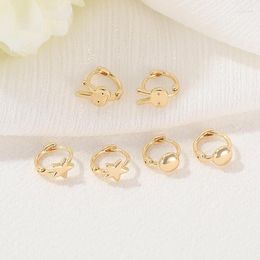 Hoop Earrings 10Pairs For Women Gold Colour Copper Cute Sweet Star Bead Ear Clip Jewellery Party Wedding Gift Fashion