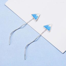 Stud Earrings Blue Snow Mountain Geometric Personality Triangle For Women Simple High Quality Fashion Jewellery Korean Gifts