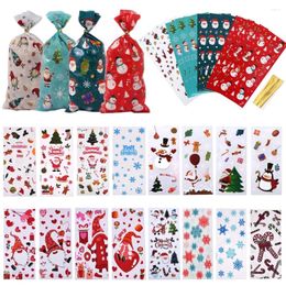 Christmas Decorations 50pcs Candy Bags Santa Claus Snowman Gift Bag Merry Party 2023 Xmas Present Cookies Packing