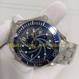 Real Photo Automatic Mens Sport Watches Men's 41mm Blue Dial Stainless Steel Bracelet 007 Casino Royale Mechanical Watch Wristwatches