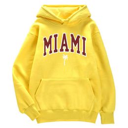 Men's Hoodies Sweatshirts Miami Florida U.S.A Print Sweatshirts Man Harajuku Solid Clothes Plus Size Loose Long Sleeve Ulzzang Tight Shoulder Drop HoodiesL23116