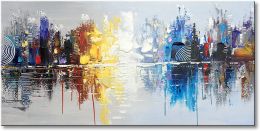 Thick Textured Hand-painted Cityscape Modern Abstraction Oil Painting on Canvas Large Wall Art Pictures for Home Decor Bathroom