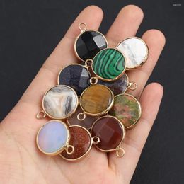 Pendant Necklaces 12PCS Natural Semi Precious Stone Agate Turquoise Round 25x17mm Jewellery Making DIY Necklace Earrings Accessories Gift