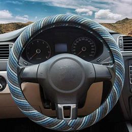 Steering Wheel Covers Universal Flax Cover For Men Car Accessories Women Good Grip Fit 14.5-15in Breathable Anti-Slip Comfortable