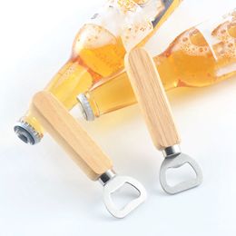 Stainless Steel Beer Bottle Opener with Wooden Handle Wedding Gifts For Guests Kitchen Bar Tools