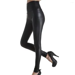 Women's Leggings Korean Fashion High Waist Faux Leather Pants Autumn Winter Black PU Trousers For Leisure Work Home