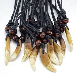 Chains 5PCS/ Wholesale Lot Dark Brown Tribal Design Wolf Tooth Charm Pendant Necklace 02