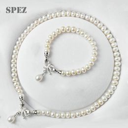 Wedding Jewellery Sets Natural Pearl Sets 100%Real Freshwater Pearl Pendant Necklace Bracelet For Women Jewellery Fashion Gift SPEZ 231108