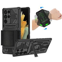 shockproof Armour Cases Kickstand Wristband Phone Holder, 360° Rotatable Forearm Armband For Samsung Galaxy S23 Ultra S23 Plus S22 S21 S20 FE Note 20 Ultra