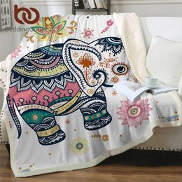 s BeddingOutlet Super Soft Cosy Velvet Plush Rainbow Elephant Modern Line Art Sherpa Blanket for Couch Throw Travel W0408