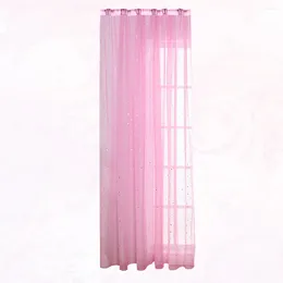 Curtain Voile Window Curtains Star Silver Foil Panel Romantic Color Linen For Kids Room Pink