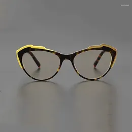 Sunglasses Frames Women's Cat-eye Glasses Fashion Small Frame Colour Acetate Optical Men's Square Myopia Prescription