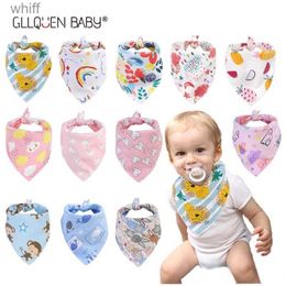 Bibs Burp Cloths 2Pcs/lot Baby Bandana Drool Bibs For Boys And Girls 100% Organic Cotton Soft Absorbent Feeding Bibs Newborn Baby Burp ClothL231108