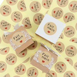 Gift Wrap 10/20Pcs "Fait Main"Handmade Vintage Kraft Paper Stickers Scrapbook Stationery Label Package Envelope Seal