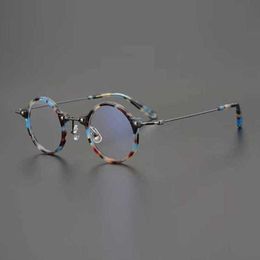 Luxury designer summer sunglasses Super mini gold Beam Japanese handmade round Republic of China collection plate myopia glasses frame for men women