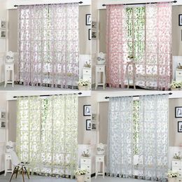 Curtain Floral Tulle Sheer Curtains For Living Room Bedroom Kitchen Shade Window Drape Elegant Voile Yarn Home Decor