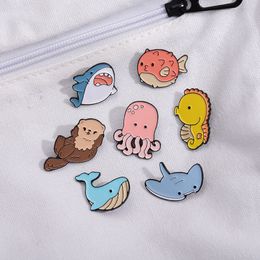 Ocean Animal Creature Enamel Brooch Pins Aesthetic Cute Lapel Badges Cool Pins for Backpacks Hat Bag Collar Diy Fashion Jewellery Accessories