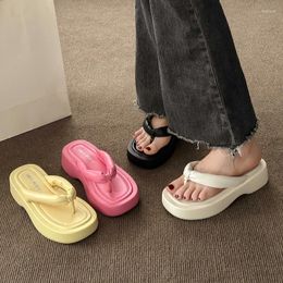 Slippers 2023 Summer Fashion Designer Flip Flops Women Thick Bottom Clip Toe Wedge Sandals Woman Platform Non Slip Beach Slides